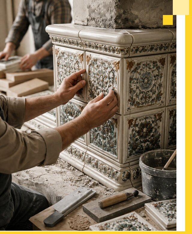 Изразцовые камины под ключ в Уфе: проект и монтаж