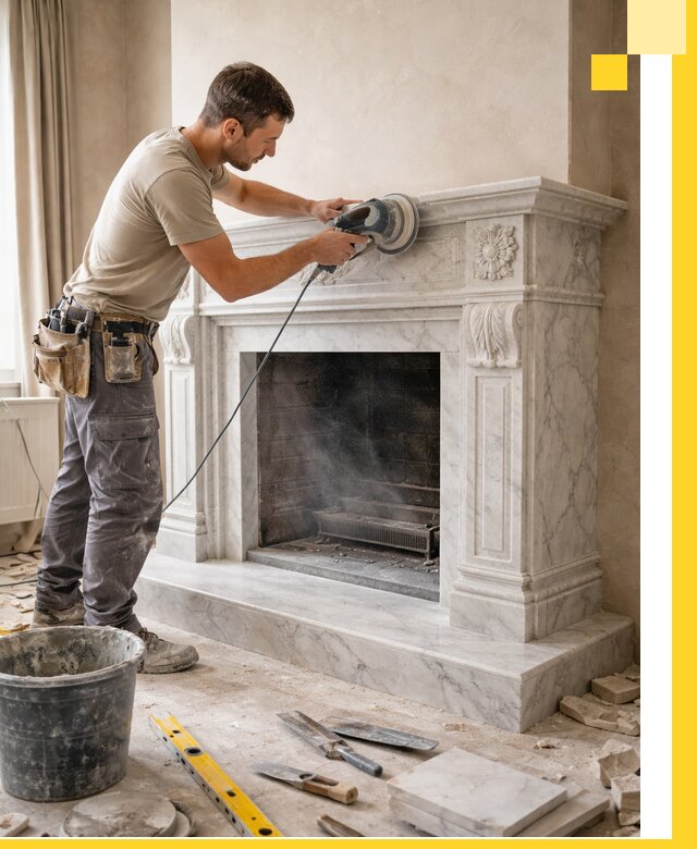 Изготовление и установка мраморных каминов в Уфе под ключ