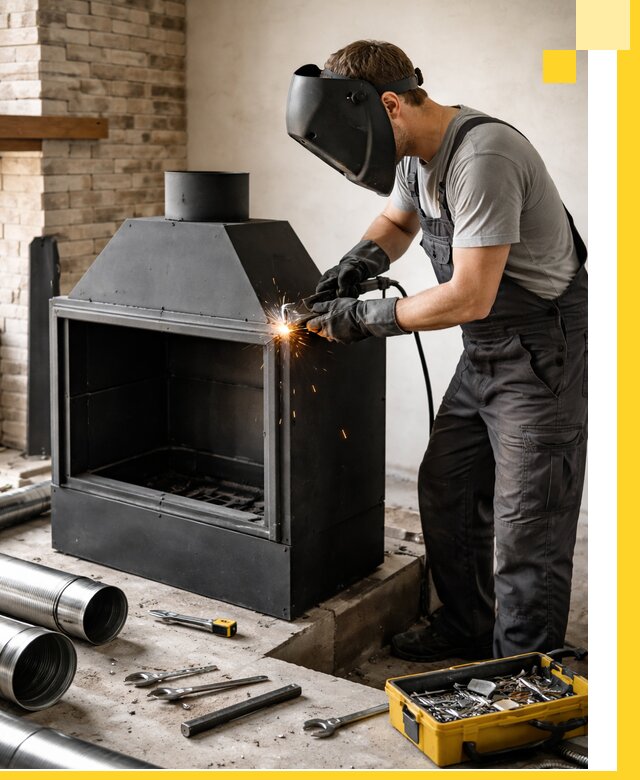 Продажа и установка металлических каминов в Уфе под ключ