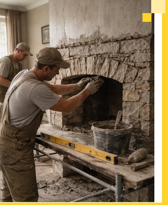 Изготовление каминов под ключ в Уфе, монтаж и отделка