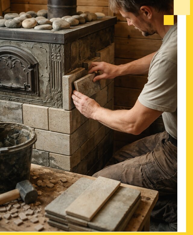 Облицовка банных печей в Уфе профессиональная отделка