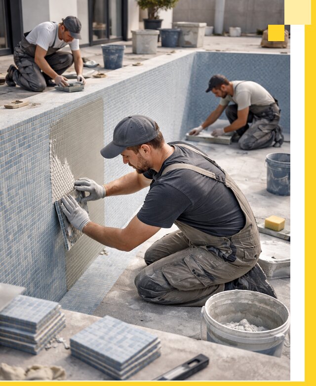 Облицовка бассейнов в Уфе плитка мозаика гидроизоляция