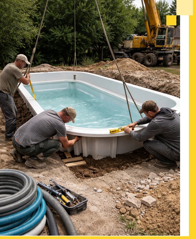 Установка и монтаж композитных бассейнов под ключ в Уфе