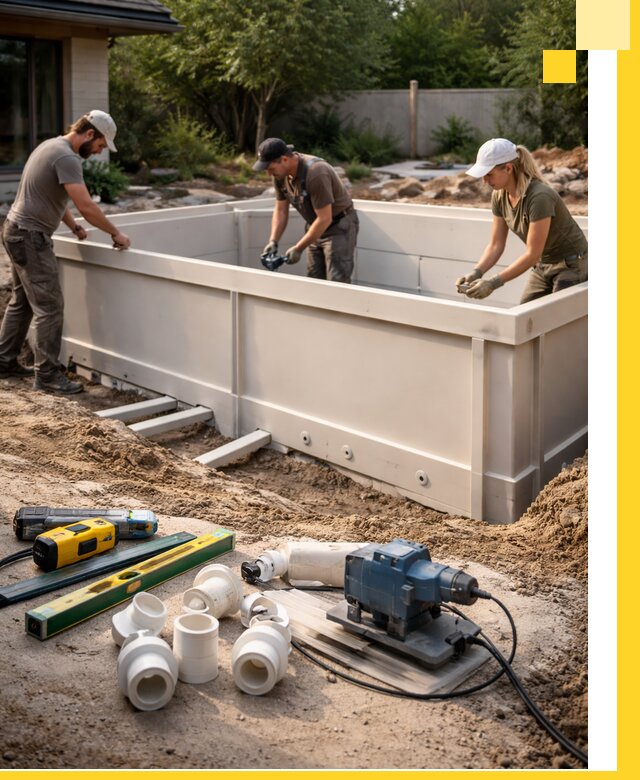 Установка полипропиленовых бассейнов под ключ в Уфе