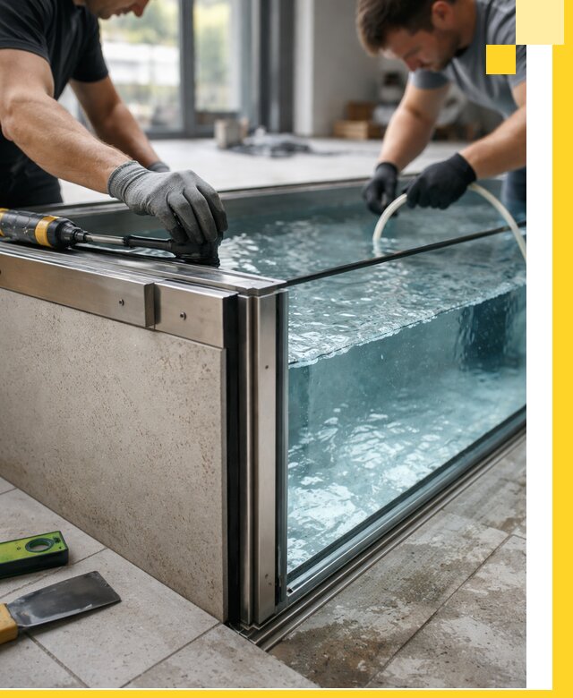 Проектирование и монтаж стеклянных бассейнов в Уфе