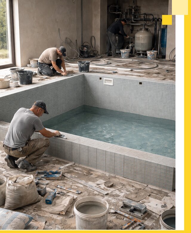 Строительство и монтаж бассейнов в помещении в Уфе