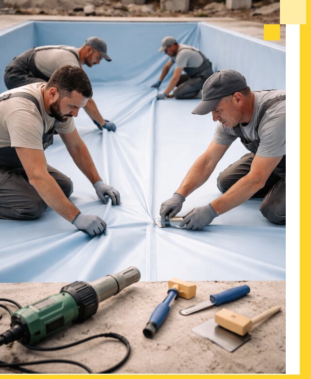 ПВХ пленка для бассейнов с монтажом и гарантией в Уфе