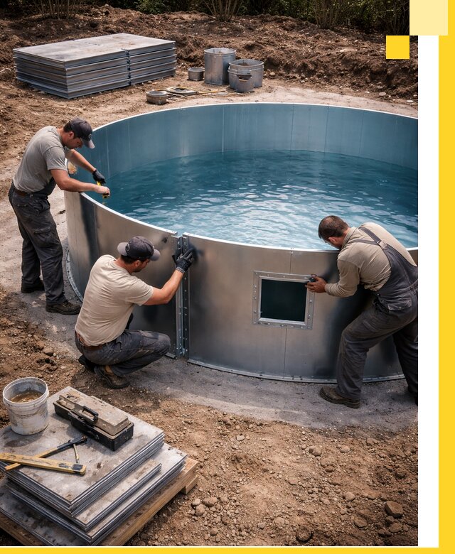 Круглые бассейны под ключ в Уфе проектирование и монтаж