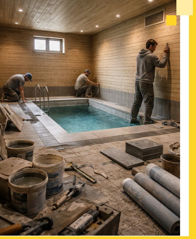 Строительство бани с бассейном и сауной под ключ в Уфе