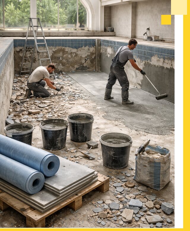 Реконструкция бассейнов в Уфе: ремонт, гидроизоляция