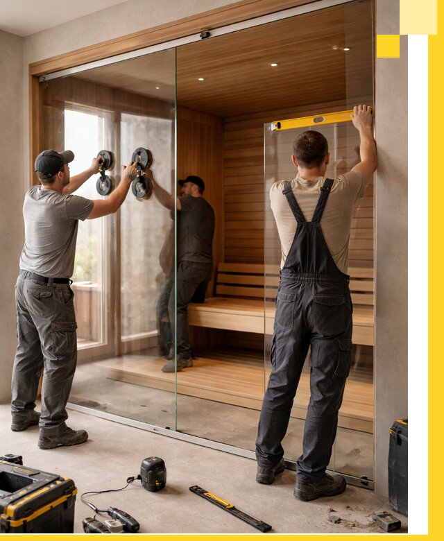 Производство и монтаж стеклянных саун под ключ в Уфе