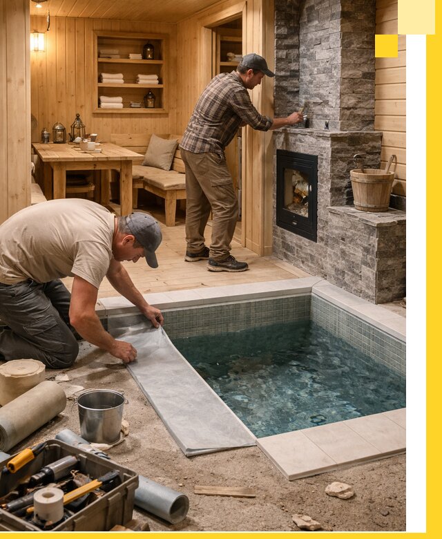 Строительство бань с комнатой отдыха под ключ в Уфе