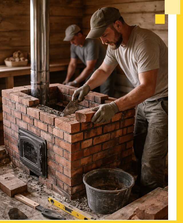 Кирпичные печи для бани под ключ в Уфе, проект и монтаж