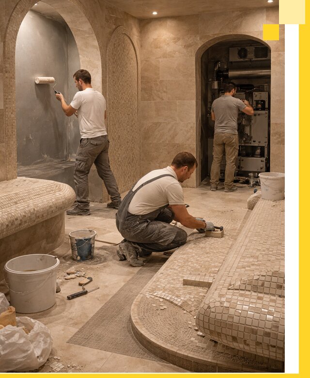 Строительство бани с хамамом и бассейном под ключ в Уфе