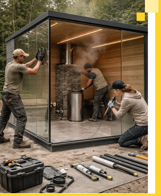 Проектирование и строительство стеклянных бань в Уфе