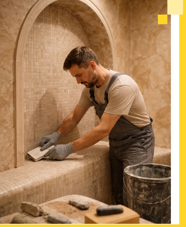 Профессиональная отделка хамамов с мозаикой под ключ в Уфе