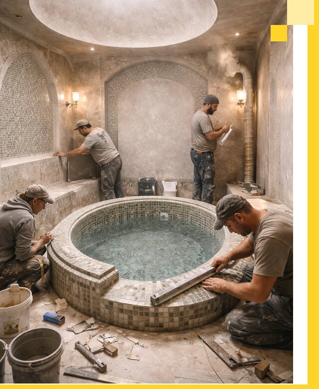 Профессиональное строительство хамама с бассейном в Уфе под ключ