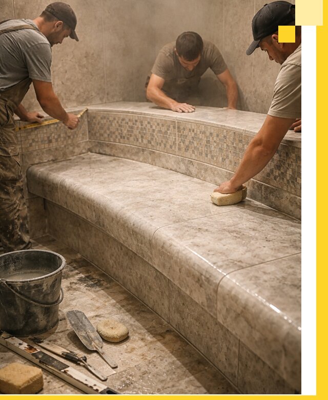 Изготовление и установка сидений для хамама в Уфе