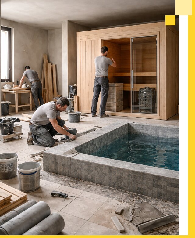 SPA зоны под ключ с бассейном сауной и печью в Уфе